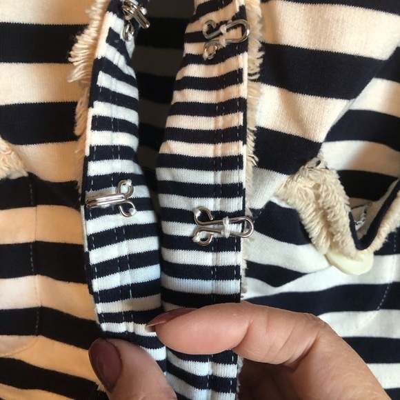 Hazel Blue/Cream Striped Cropped Blazer - Picture 3 of 7
